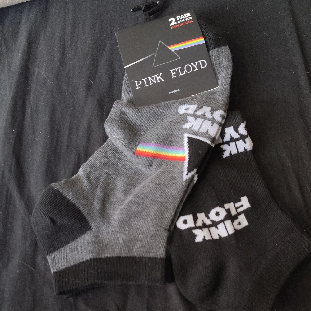 Pink Floyd Black and Gray Socks with Rainbow Stripe (2pr)